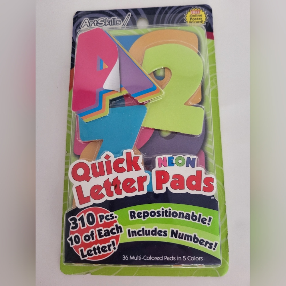 ArtSkills 310 piece Quick Neon Pad Repositionable Letters Numbers School Crafts